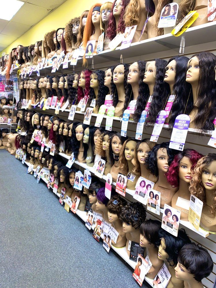 Wig wall at iBeauty Carrboro